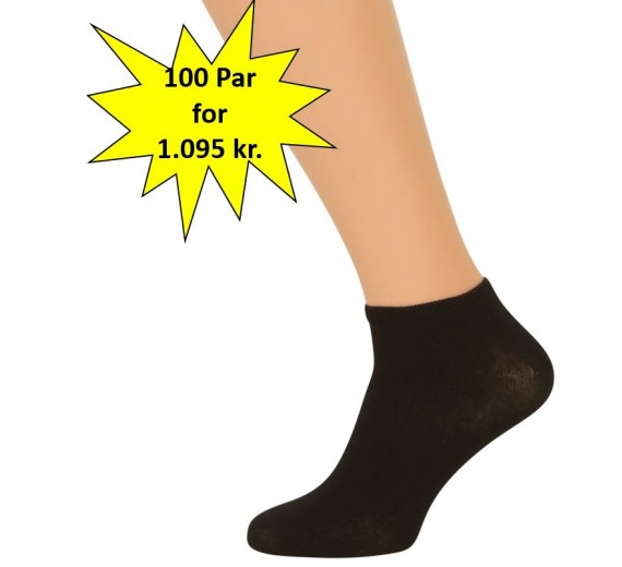 100 Par Sorte Ankelsokker str. 40-47
