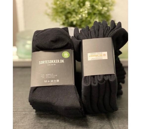 Sorte børnesokker (Økologisk bomuld str. 34-36)